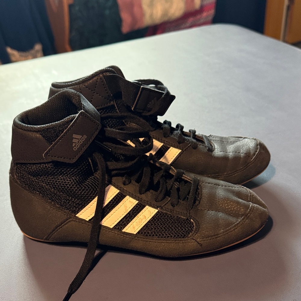 Adidas Black High-Top Athletic Wrestling Shoes